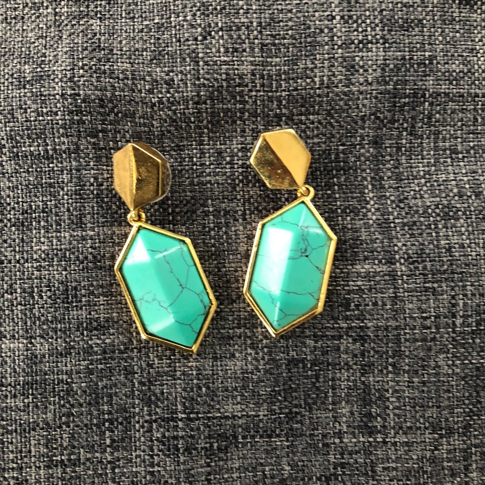 Anthropologie turquoise stone drop earrings